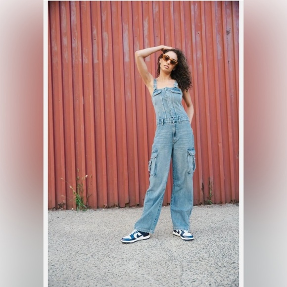 Zara Pants - 🩵TRF DENIM CARGO JUMPSUIT